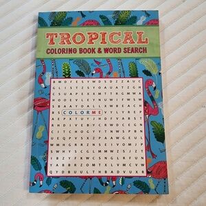 Tropical coloring and word search book